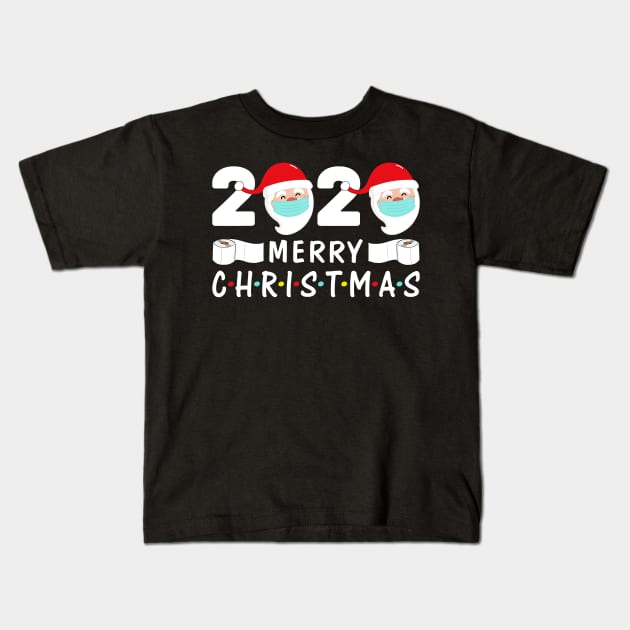 Merry Christmas 2020 Quarantine Christmas Santa Face Mask Kids T-Shirt by lostbearstudios